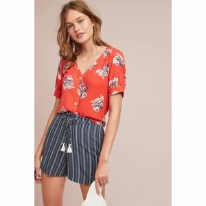 Anthropologie Maeve Hansley Floral Blouse Orange 6